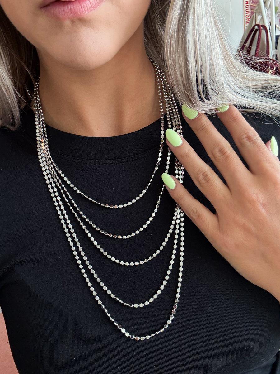 SILVER PAMPAS LAYERED NECKLACE