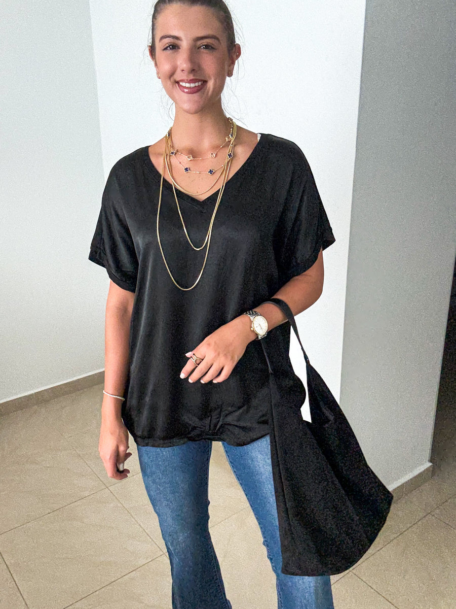 BLACK SILKY BLOUSE