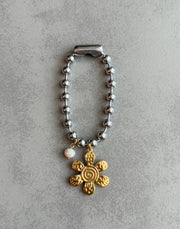 FLOWER TWO TONE BALL BRACELET