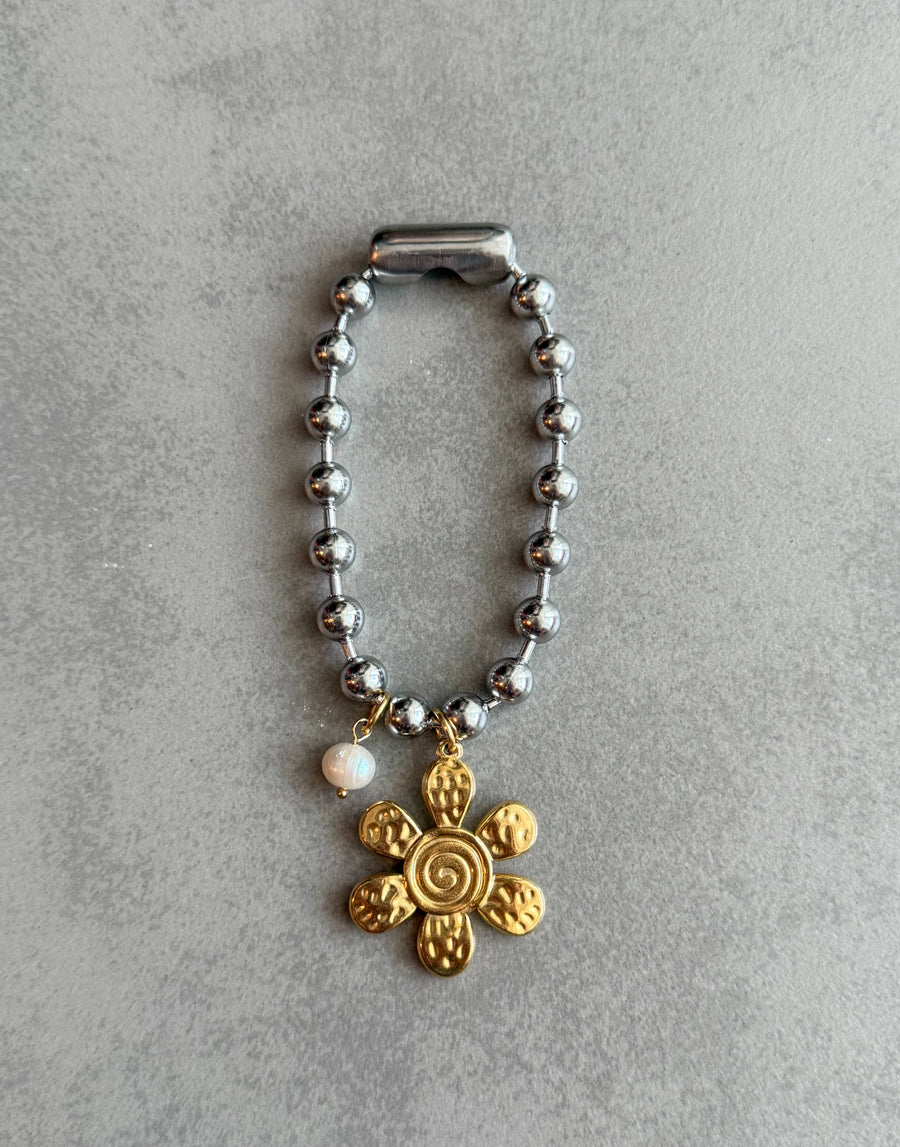 FLOWER TWO TONE BALL BRACELET