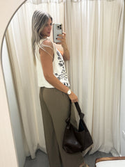 BROWN/WHITE GAUZE VEST