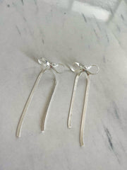 SILVER BOW EARRINGS