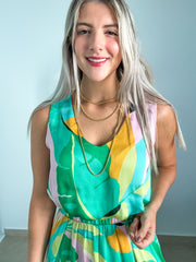 TROPICAL PRINTED SILKY CROP TOP