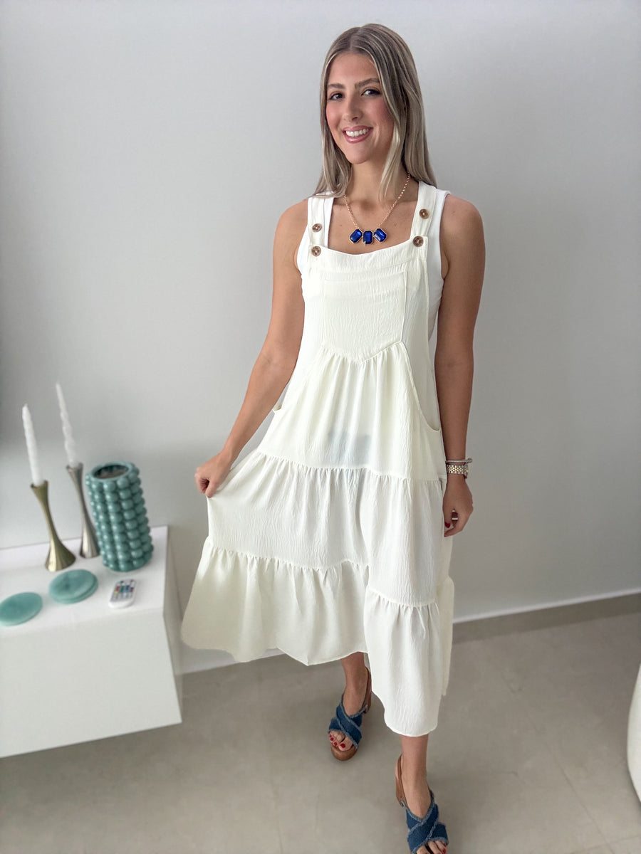 IVORY OVERALL DRESS