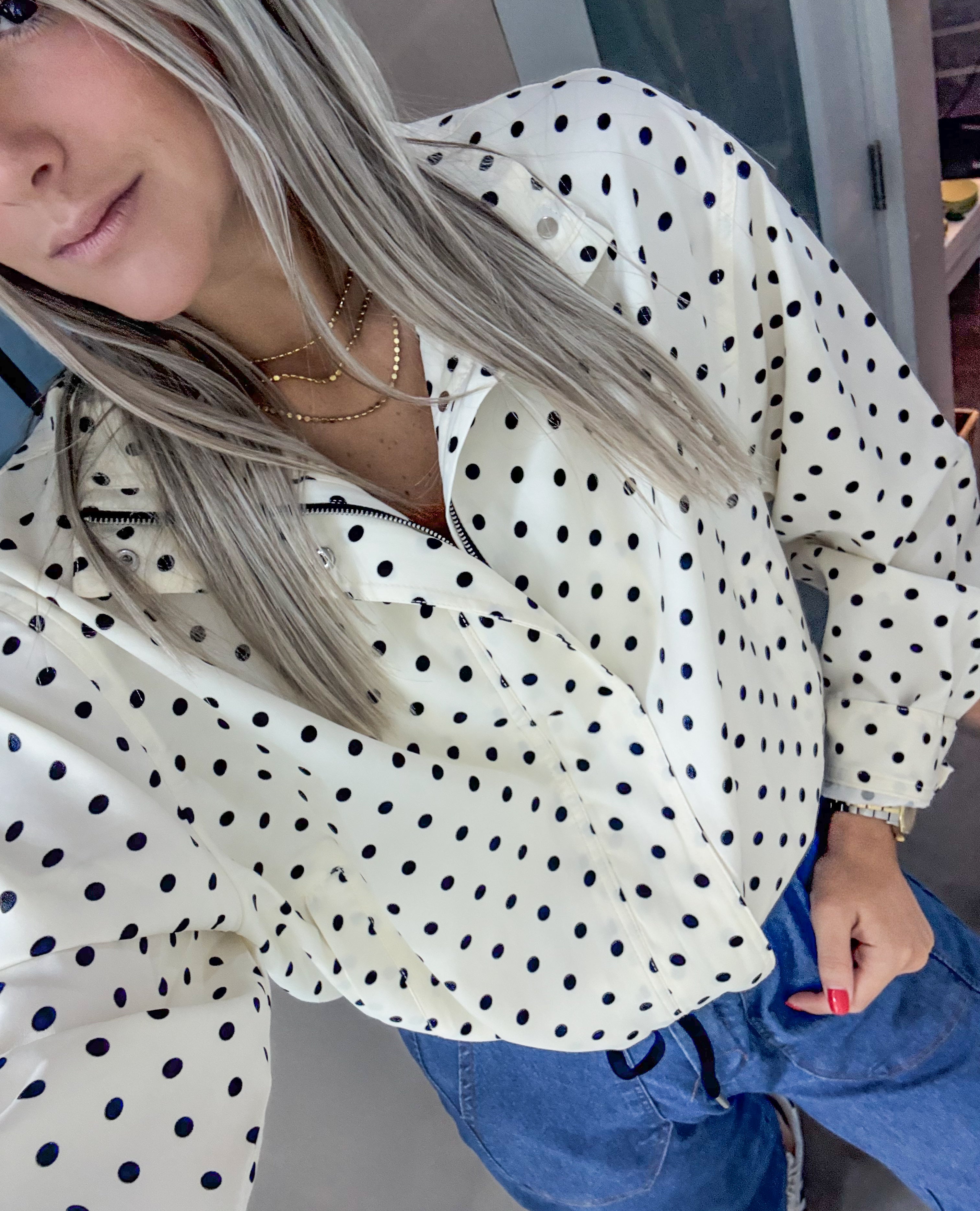 POLKA DOT ZIPPER JACKET