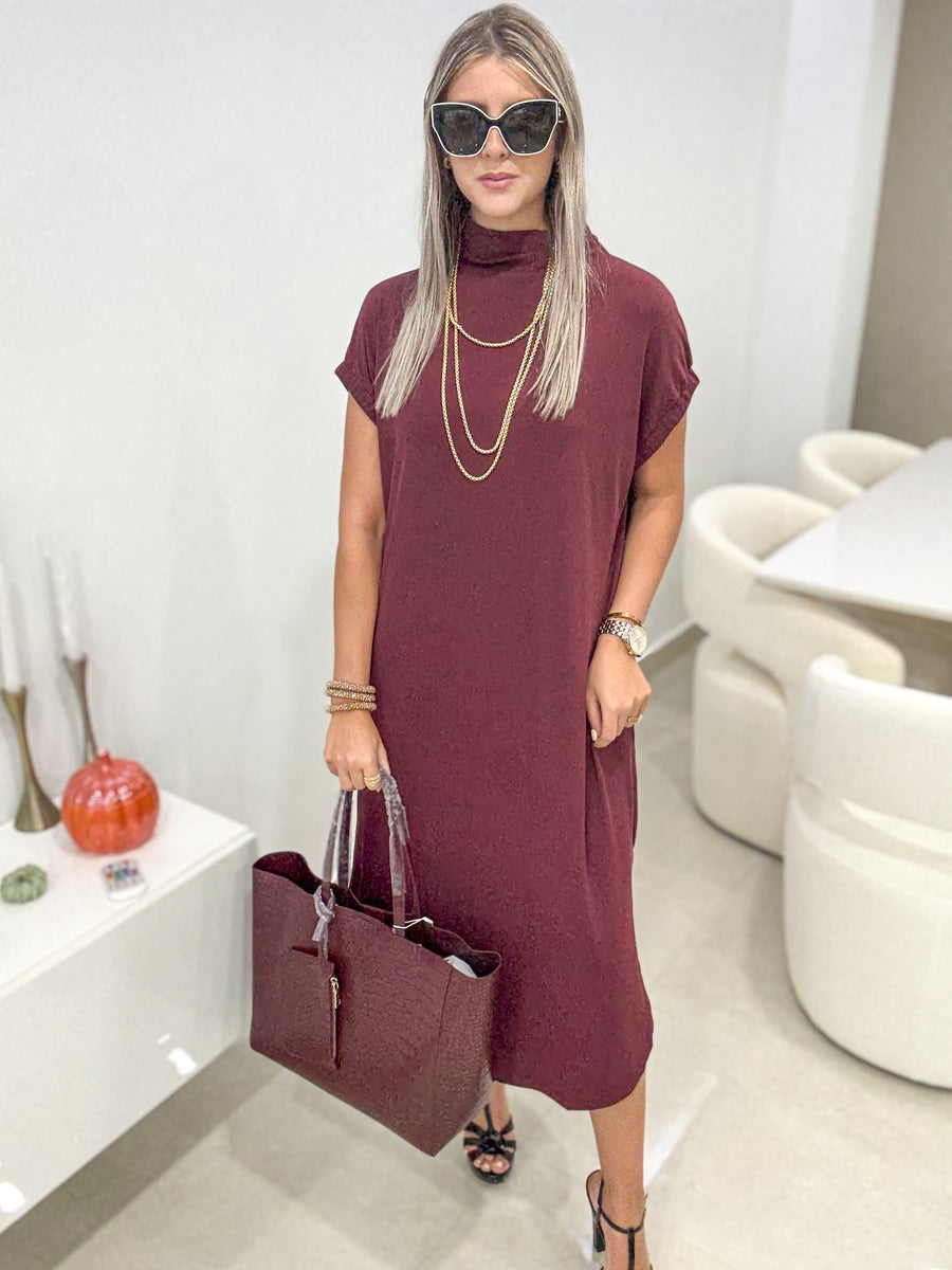 WINE OVERSIZED STRETCHY DRESS