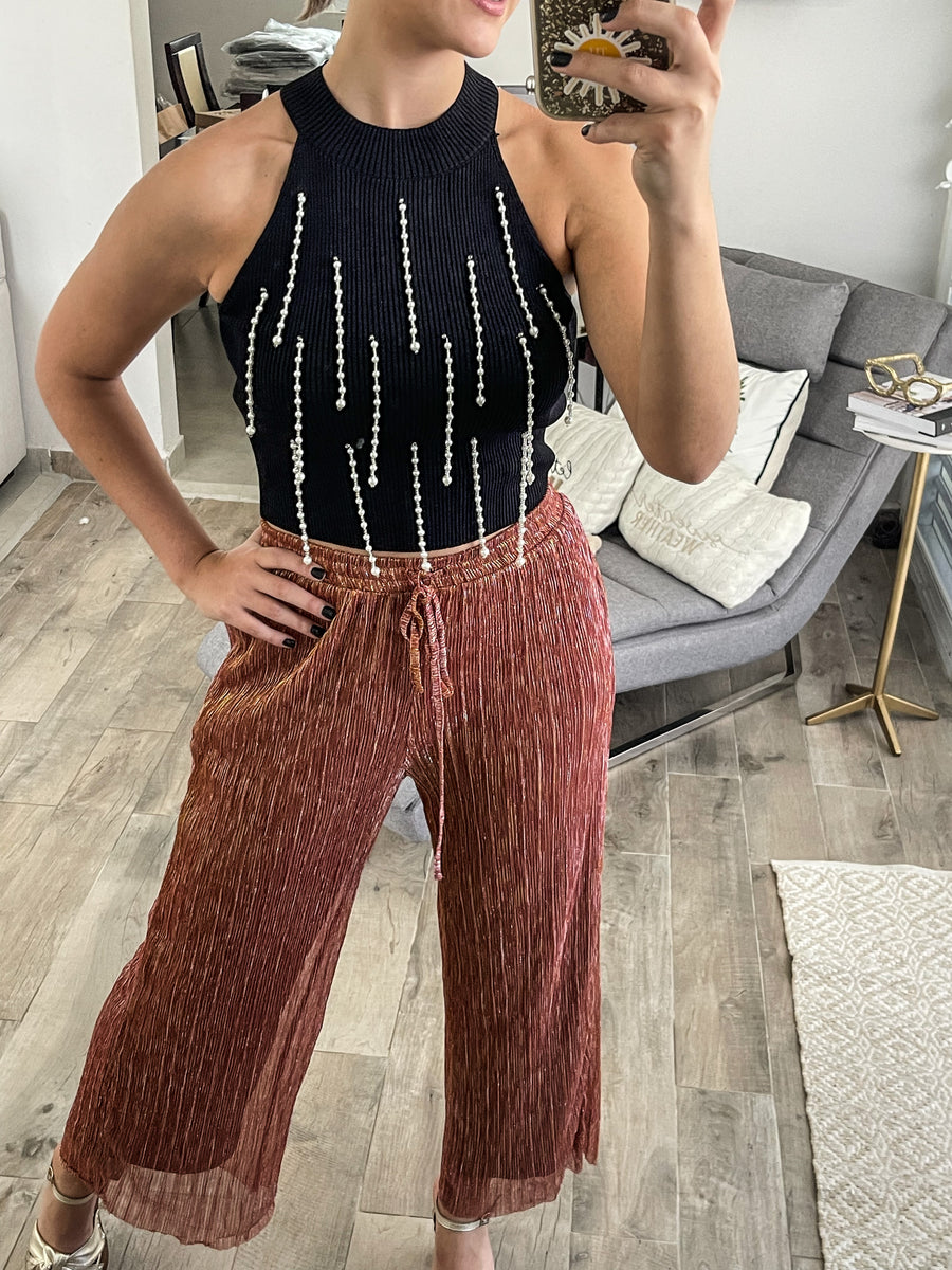 RUST LUREX METALLIC PALAZZOS