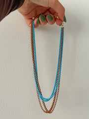 BROWN/BLUE LAYERED NECKLACE