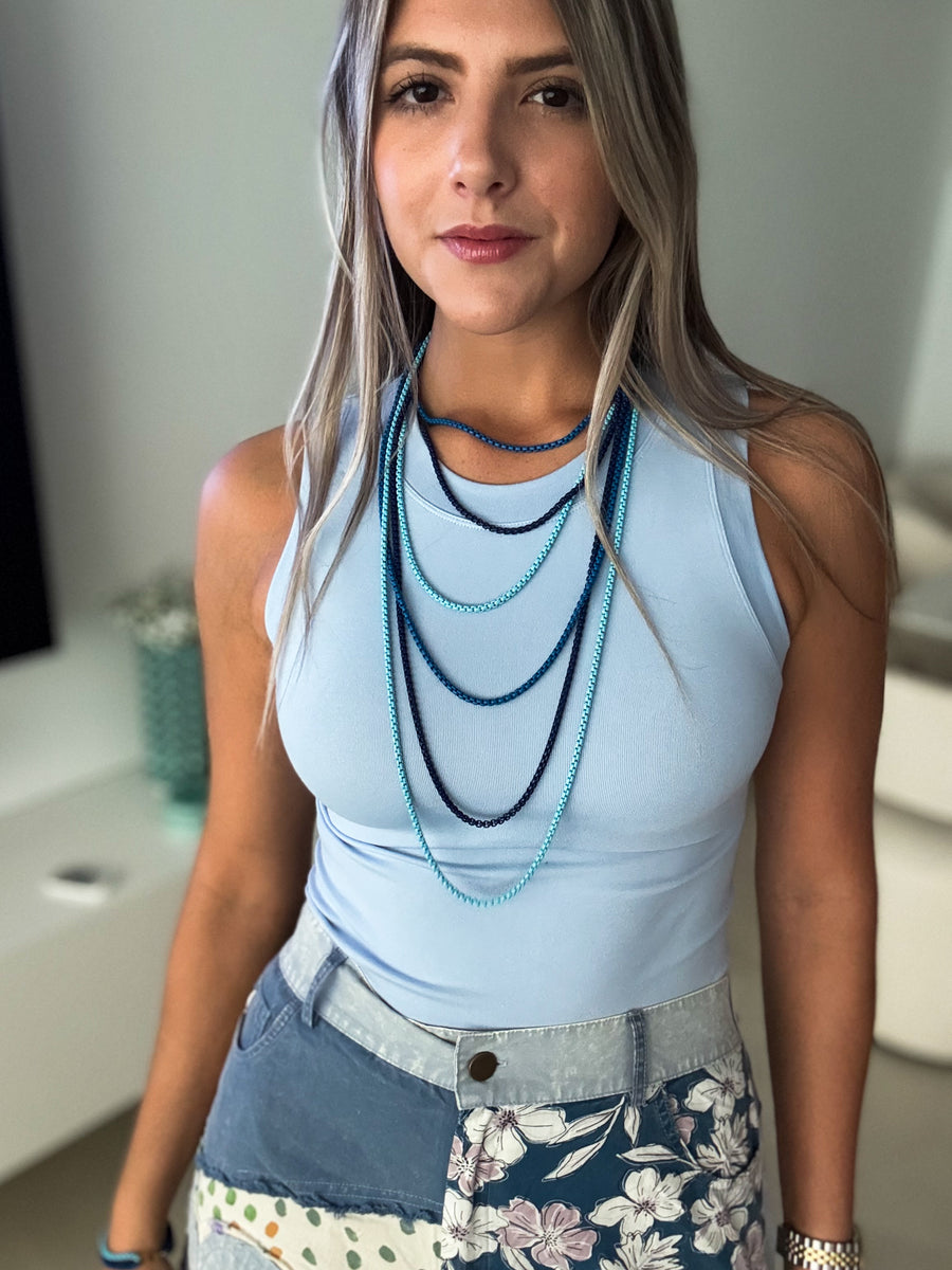 DENIM SMOOTH LONG TANK BASIC TOP COLLECTION