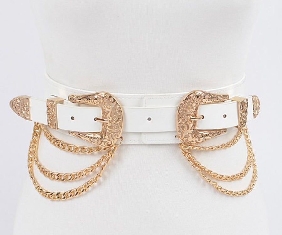 MULTI METAL CHAIN LAYERED STRETCH BELT