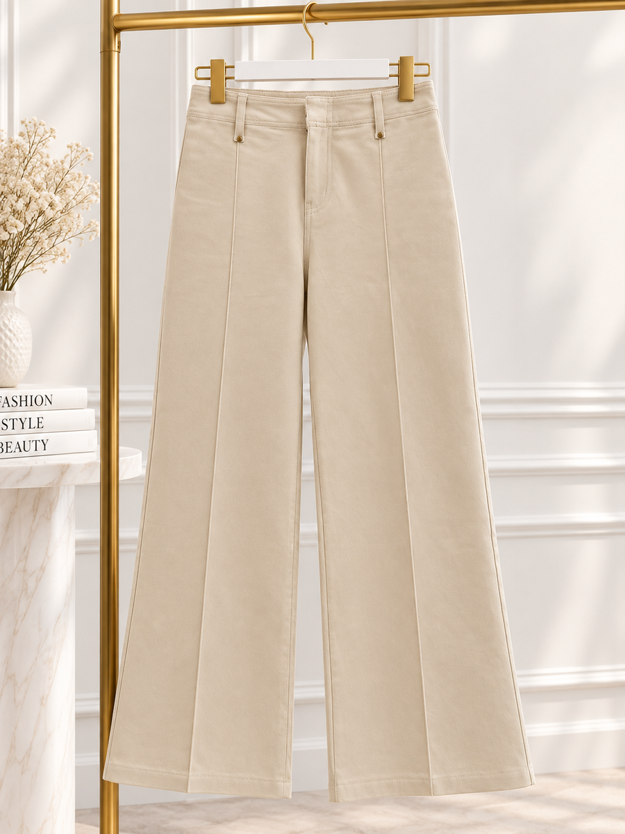 CREAM DENIM STRETCHY PANTS