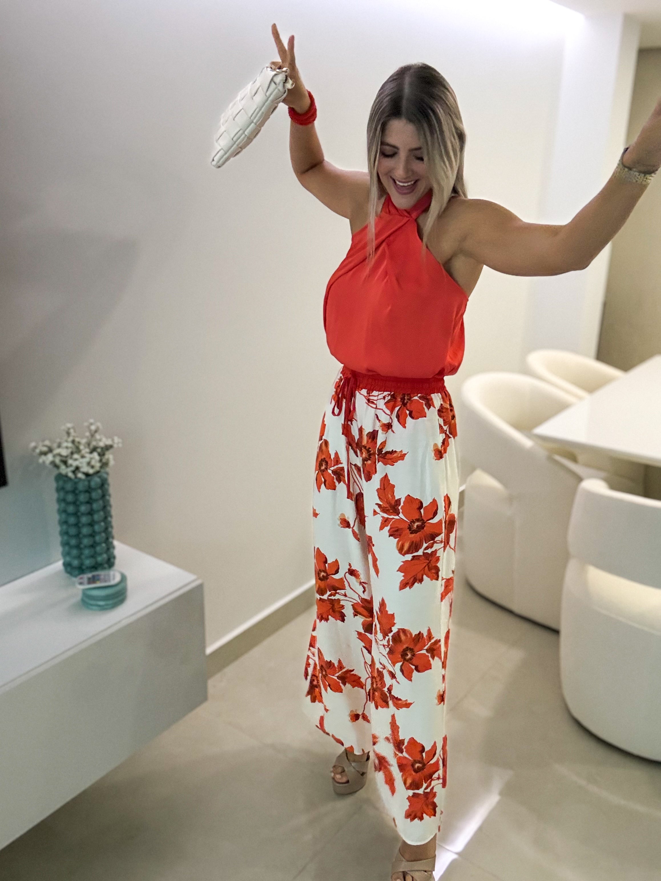 ORANGE PRINTED PANTS