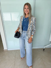 BLUE LEOPARD BLAZER