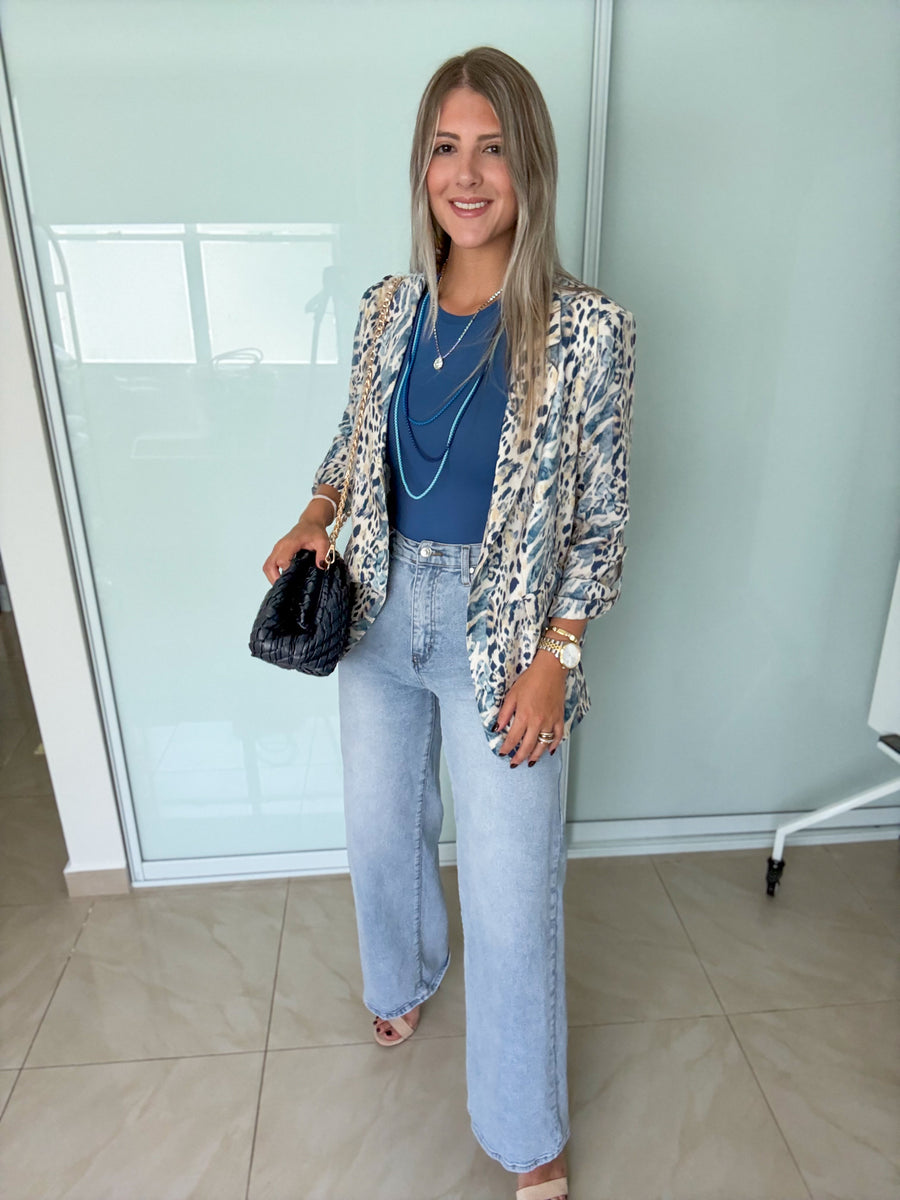 BLUE LEOPARD BLAZER