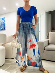 PAINT BRUSH DENIM ILLUSION PALAZZOS