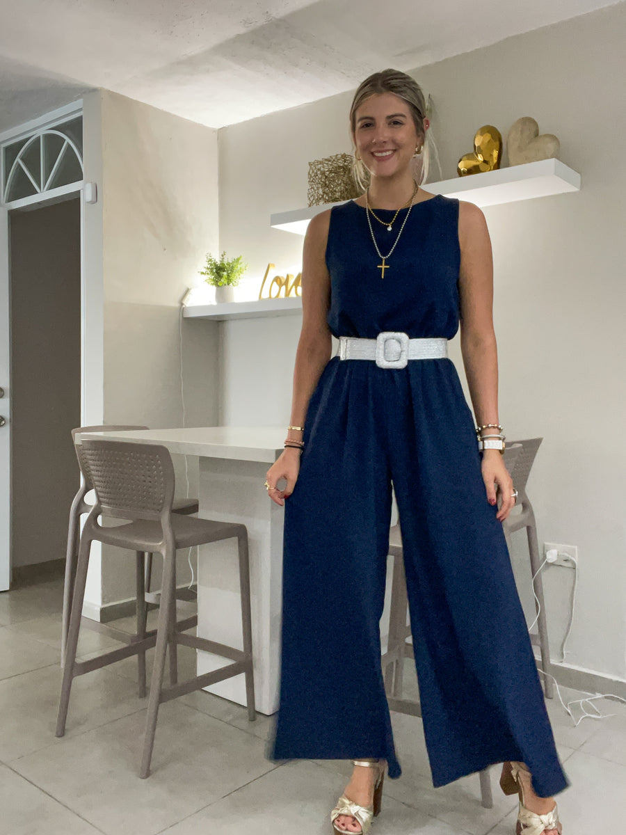 NAVY SLEEVELESS JUMPSUIT