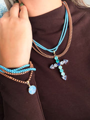 BROWN/BLUE LAYERED BRACELET