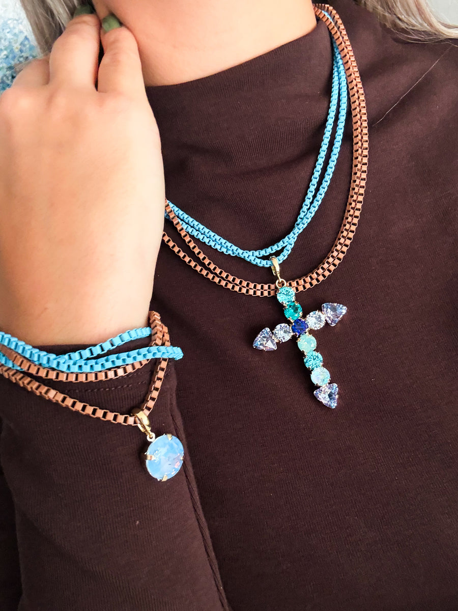 BROWN/BLUE LAYERED BRACELET