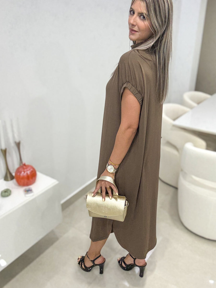 MOCHA OVERSIZED STRETCHY DRESS
