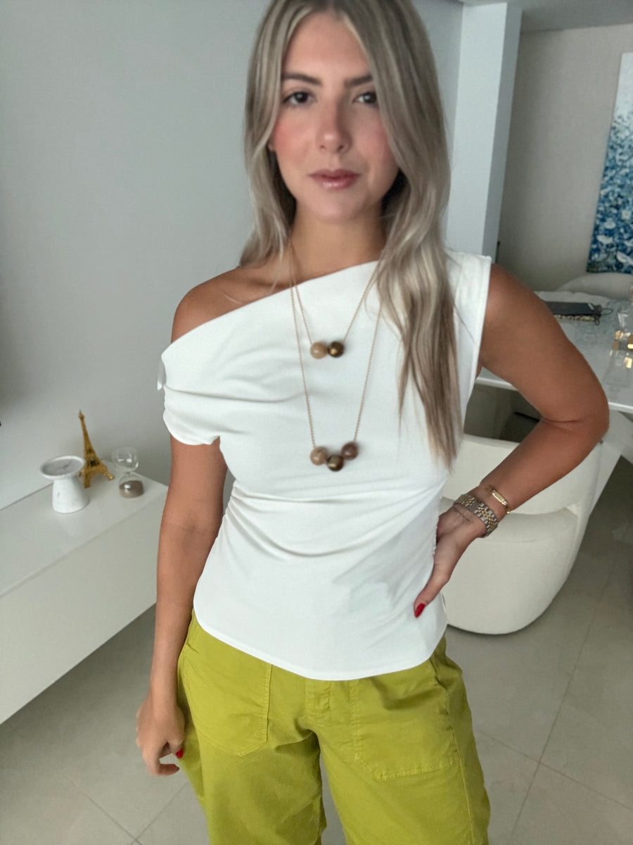WHITE ONE SHOULDER TOP