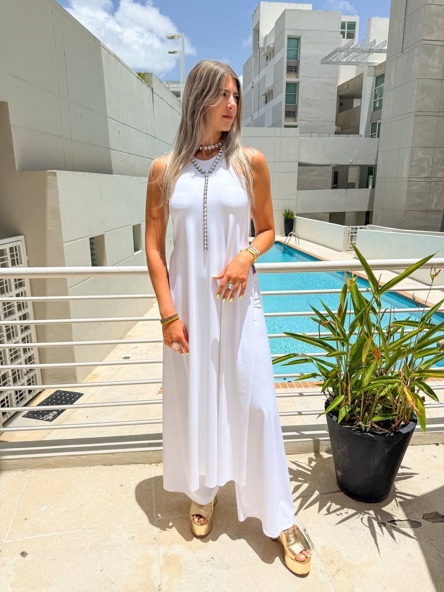 PIA WHITE RACERBACK TOP & PANT SET