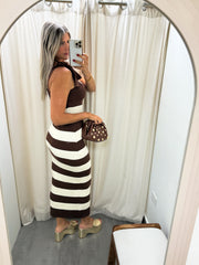 BROWN/CREAM STRIPED DRESS