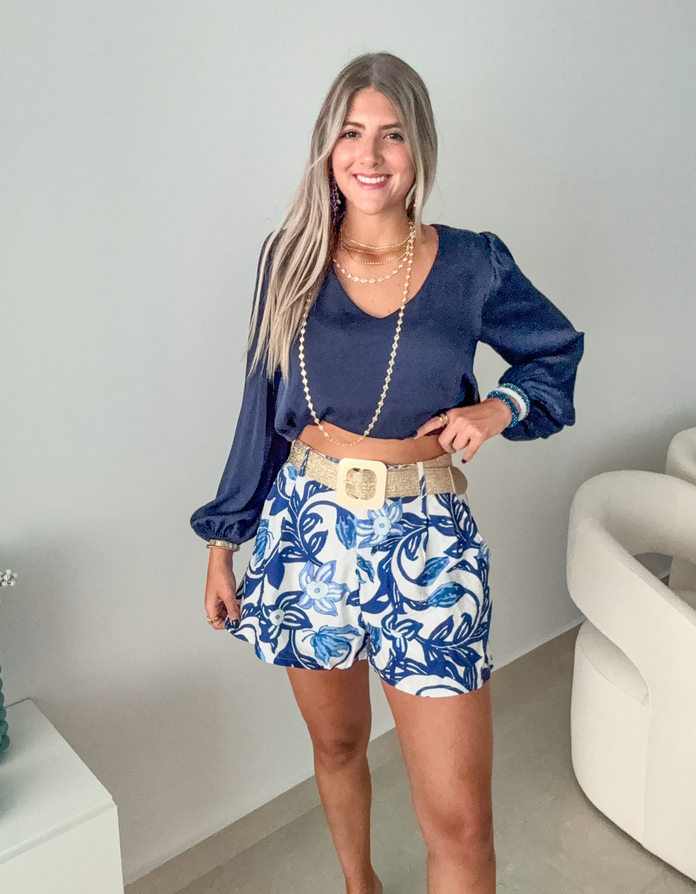 BLUE PRINTED SHORTS