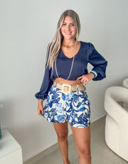 BLUE PRINTED SHORTS