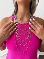 SILVER PAMPAS LAYERED NECKLACE