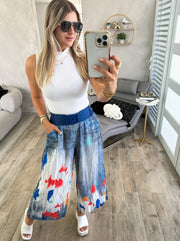 PAINT BRUSH DENIM ILLUSION PALAZZOS