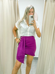 MAGENTA SHORT SIDE DRAPE SKIRT