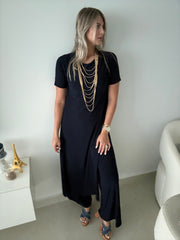 PIA NAVY BLUE SHORT SLEEVES TOP & PANT SET