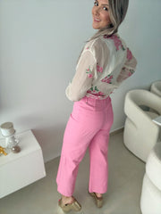 PINK FLOWER DETAILED BLOUSE