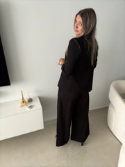 BLACK LONG WIDE LEG PANTS