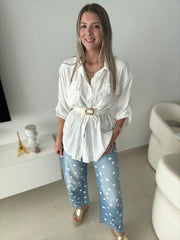 WHITE CARDIGAN BLOUSE