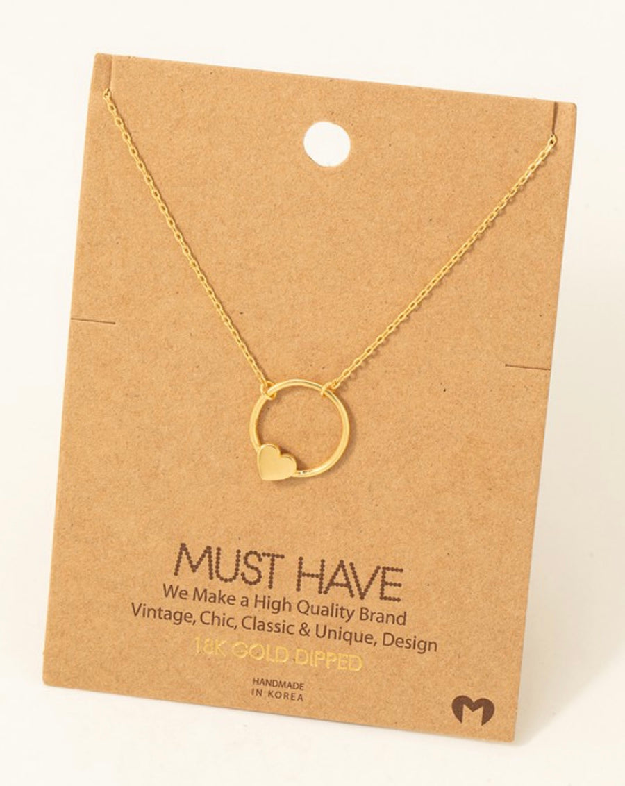GOLD HEART HOOP NECKLACE