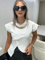 WHITE GOLD ACCENT DETAILED TSHIRT