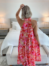 Load image into Gallery viewer, RED PRINT TIER MIDI DRESS
