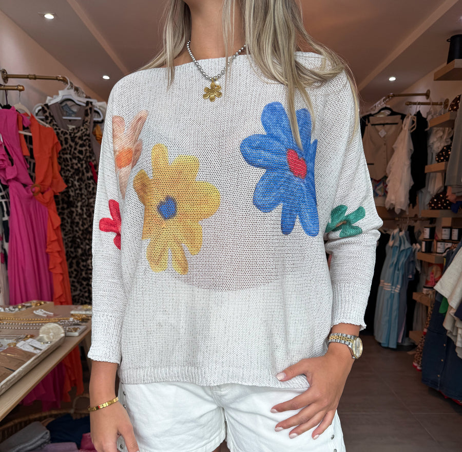 MULTICOLOR FLOWER SWEATER
