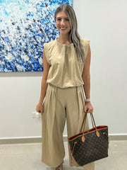 TAUPE TOP AND PANT SET