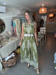 GREEN PRINTED TOP & PANT SET