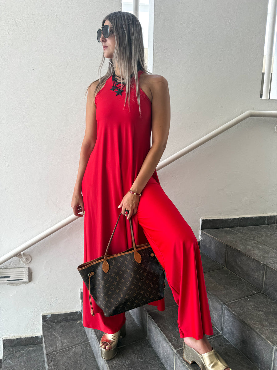 PIA RED RACERBACK TOP & PANT SET