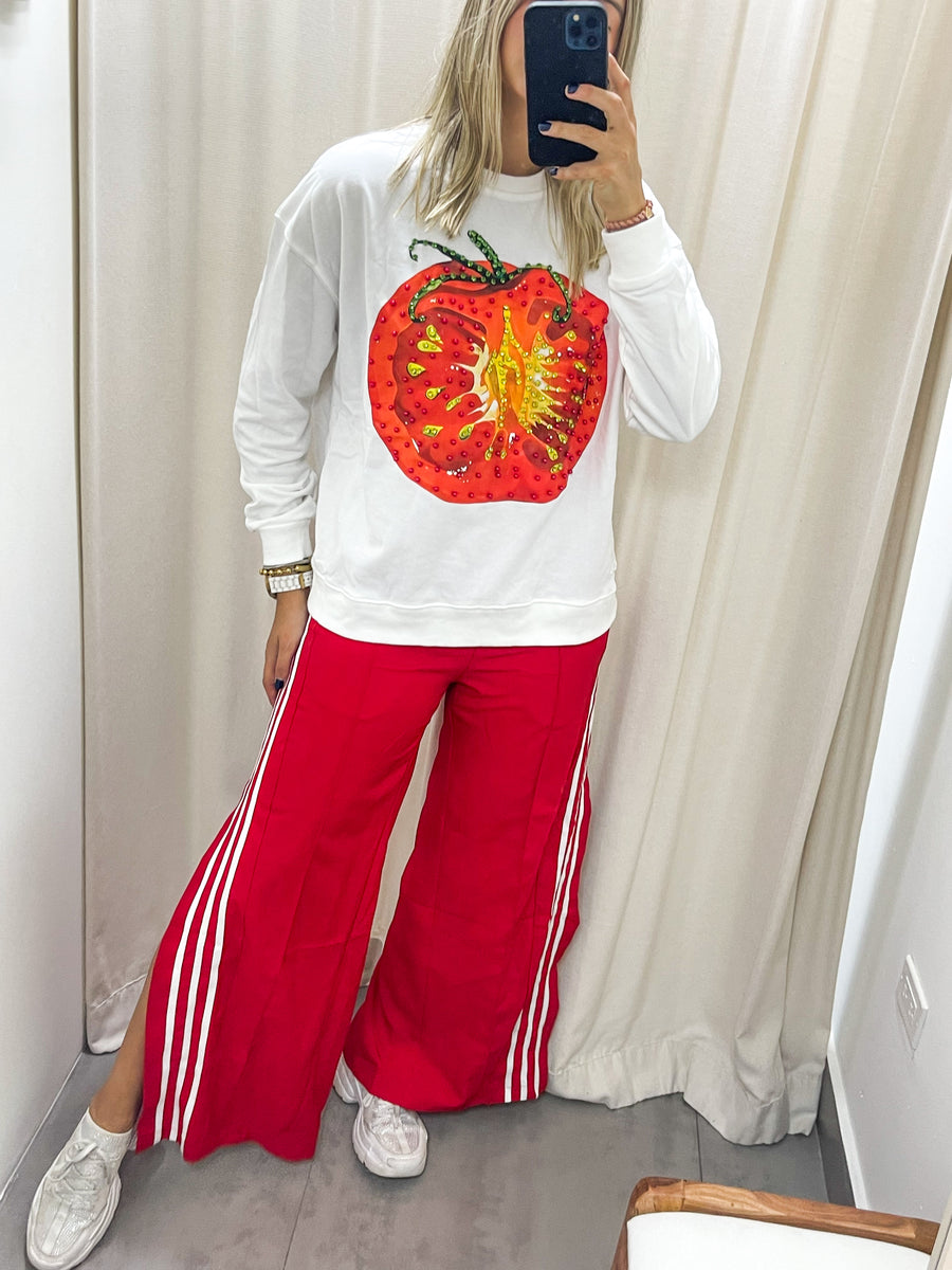 RED SIDE SLITS TRACK PANTS