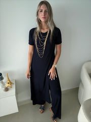 PIA NAVY BLUE SHORT SLEEVES TOP & PANT SET