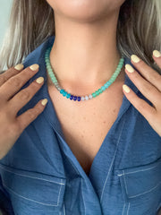 DENIM MIX SEMIPRECIOUS NECKLACE