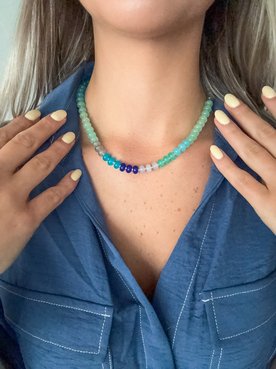 DENIM MIX SEMIPRECIOUS NECKLACE