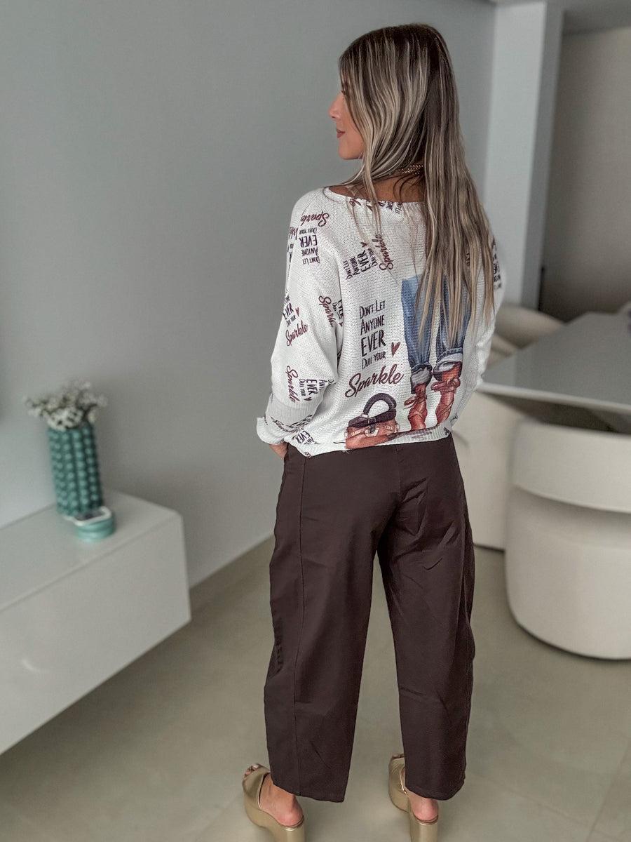 IVORY "DONT LET ANYONE EVER DULL YOUR SPARKLE" SWEATER BLOUSE