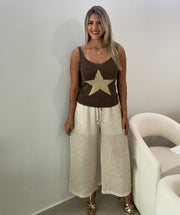 METALLIC GOLD KNITTED PANT