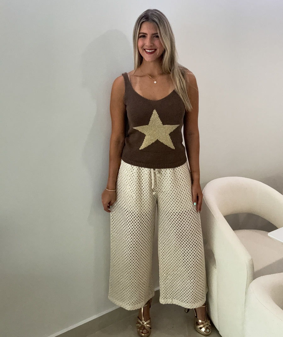 METALLIC GOLD KNITTED PANT