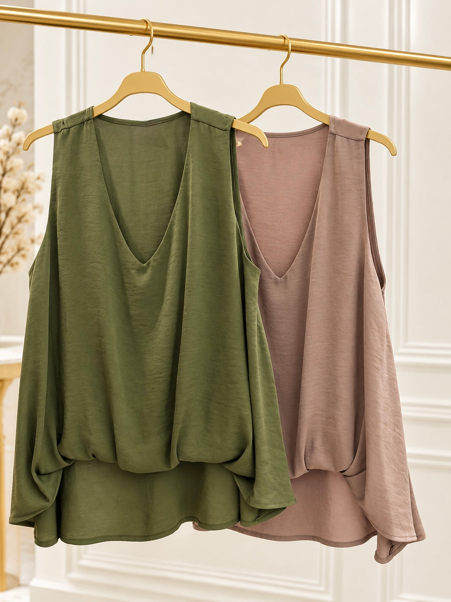 V-NECK SILKY TOPS